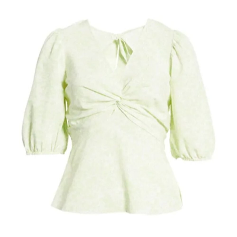 Open Edit BNWOT twist front Blouse sz XXSmall womens short sleeve back tie